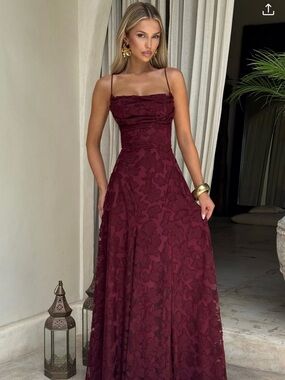 Babyboo Burgundy Lace Maxi Dress